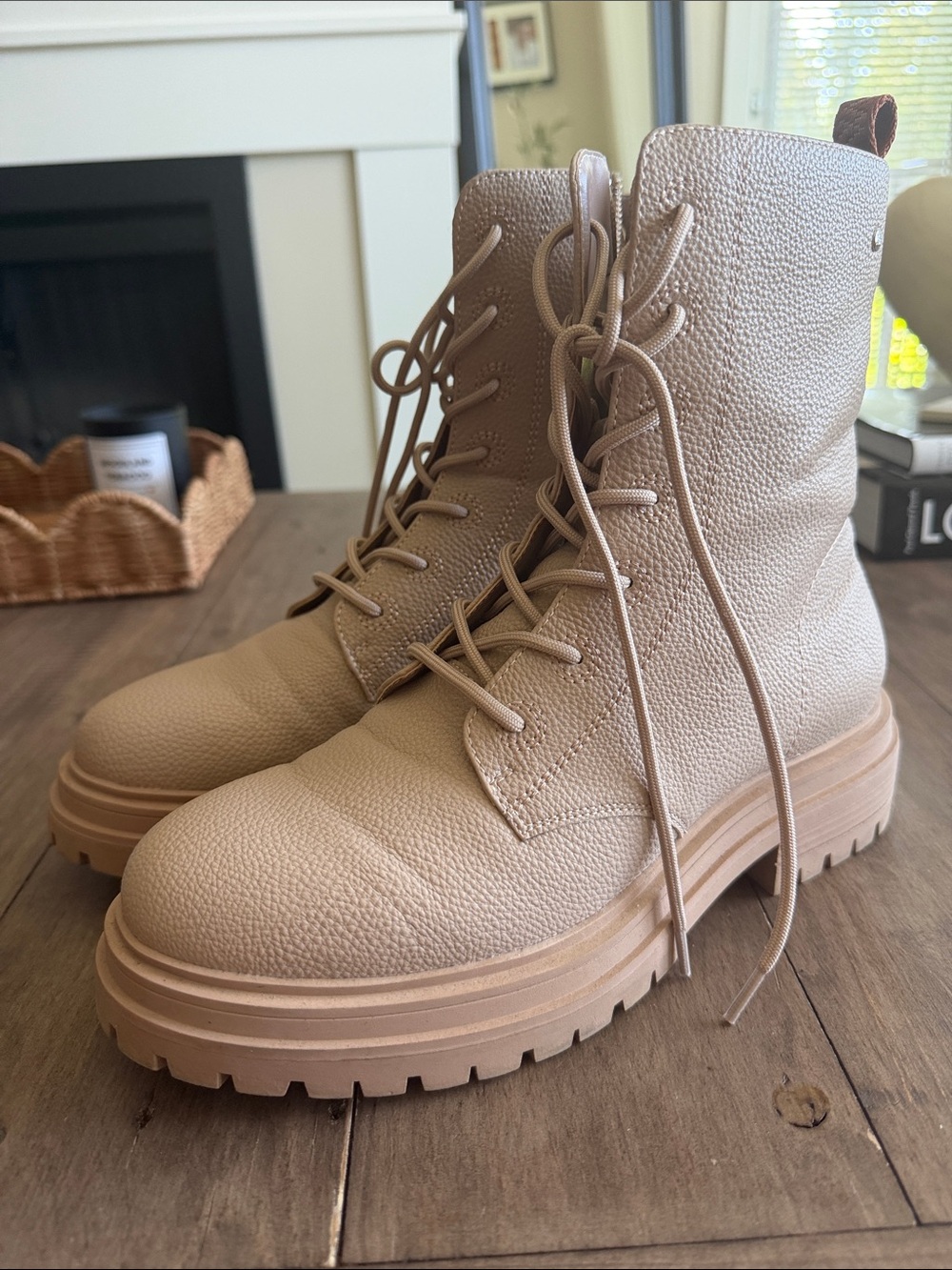 Matt & Nat Taupe Lace-Up Platform Combat Boots